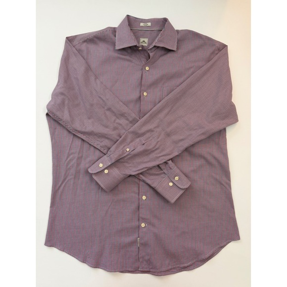 Peter Millar Other - Peter Millar Mens Large Red Blue Micro Check Cotton Button Down Dress Shirt L